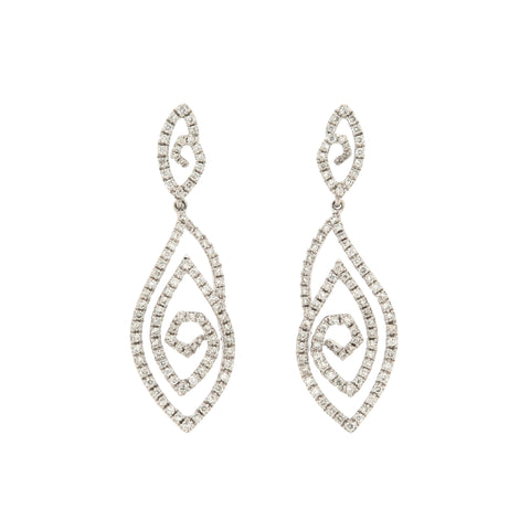 18K White Gold Diamond Earrings | 18K 白金钻石耳钉