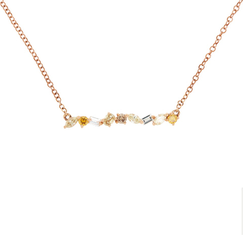 18K Rose Gold Fancy Diamond Necklace | 18K 玫瑰金彩钻项链