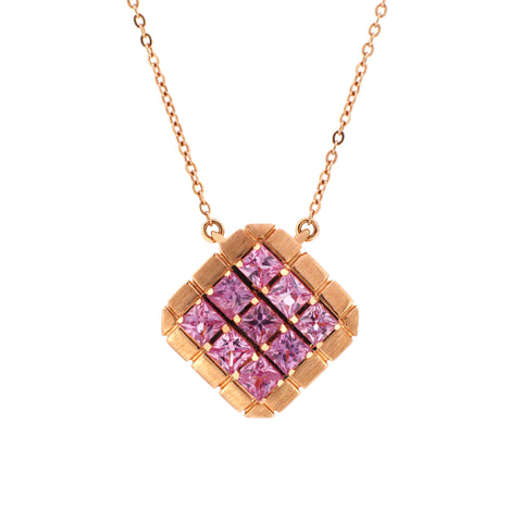 18K Rose Gold Pink Sapphire Necklace | 18K 玫瑰金粉紅宝石项链