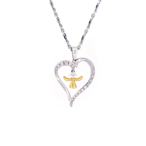 18K White & Yellow Gold Diamond Pendant | 18K 白金及黃金钻石吊坠