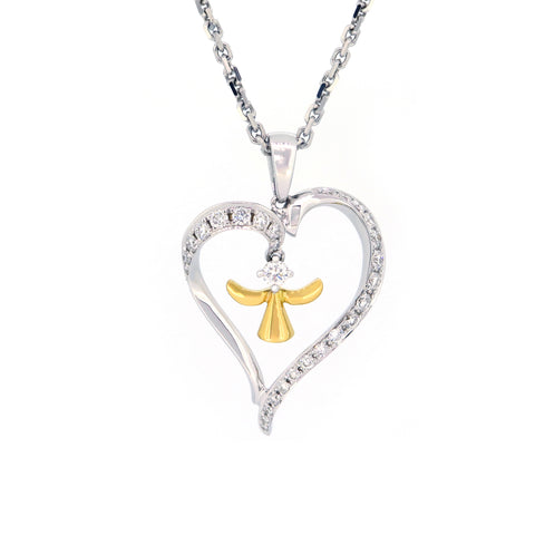 18K White & Yellow Gold Diamond Pendant | 18K 白金及黃金钻石吊坠