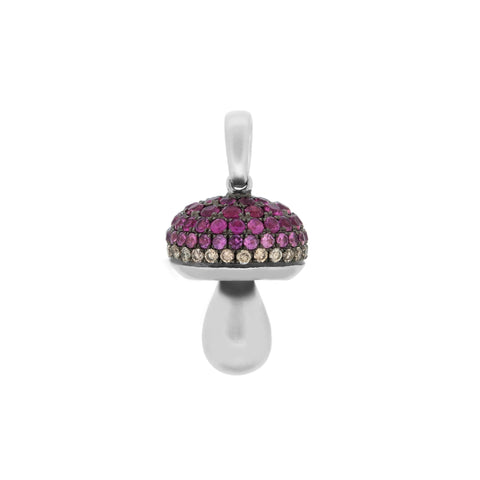 18K White Gold Brown Diamond & Pink Sapphire Pendant | 18K 白金褐色钻石及粉红宝石吊坠