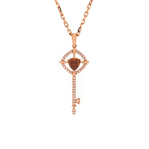 18K Rose Gold Diamond & Fancy Diamond Pendant |  18K 玫瑰金钻石及彩钻吊坠