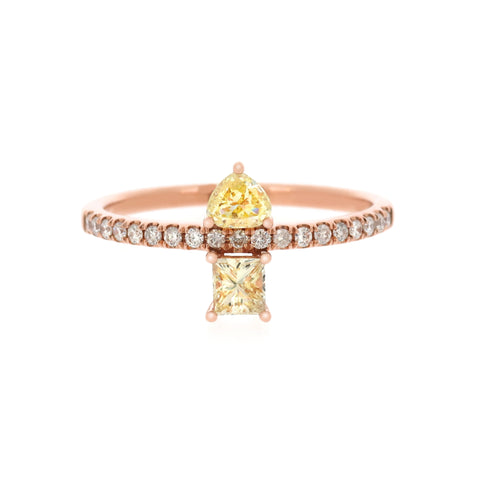 18K Rose Gold Diamond & Fancy Diamond Ring |  18K 玫瑰金钻石及彩钻戒指