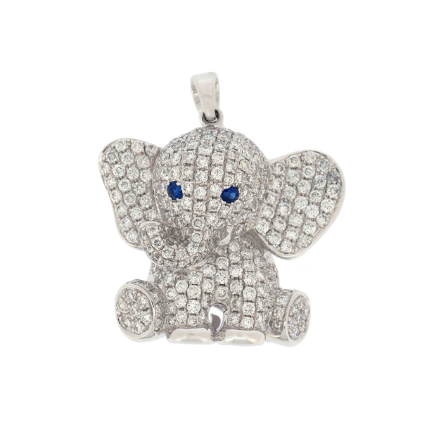 18K White Gold Diamond & Blue Sapphire Pendant 18K 白金钻石及蓝宝石吊坠