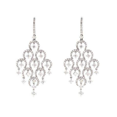 18K White Gold Diamond Earrings | 18K 白金钻石耳环