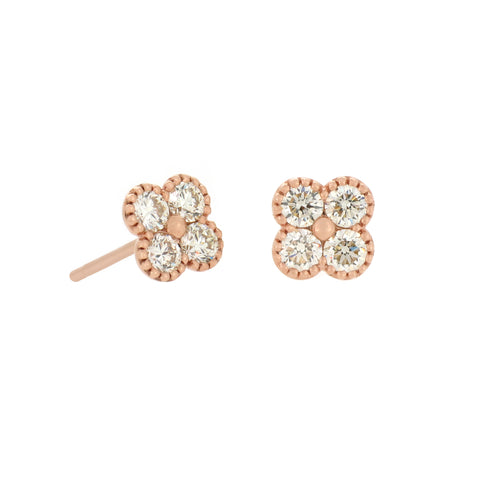 18K Rose Gold Diamond Earrings | 18K 玫瑰金钻石耳钉