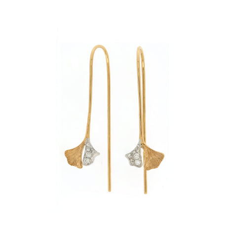 18K White & Yellow Gold Diamond Earrings | 18K 白金及黃金钻石耳环
