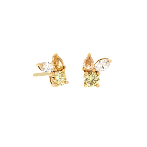 18K Yellow Gold Diamond Earrings | 18K 黃金钻石耳钉