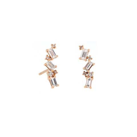 18K Rose Gold Diamond Earrings | 18K 玫瑰金钻石耳钉
