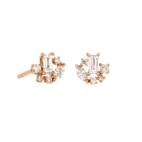 18K Rose Gold Diamond Earrings | 18K 玫瑰金钻石耳钉