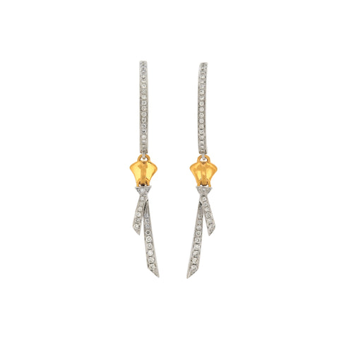 18K White & Yellow Gold Diamond Earrings | 18K 白金及黃金钻石耳钉