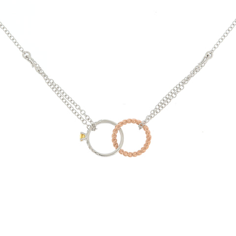 18K Rose & White Gold Diamond & Yellow Sapphire Necklace | 18K 玫瑰金及白金钻石及黄宝石项链