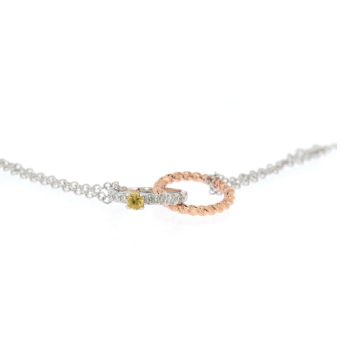 18K Rose & White Gold Diamond & Yellow Sapphire Necklace | 18K 玫瑰金及白金钻石及黄宝石项链