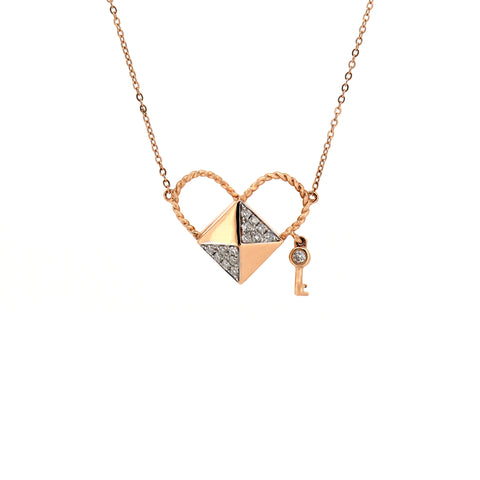 18K Rose Gold Diamond Necklace | 18K 玫瑰金钻石吊坠项链
