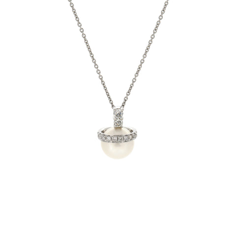 18K White Gold Diamond & Pearl Pendant | 18K 白金钻石及淡水养殖珍珠吊坠