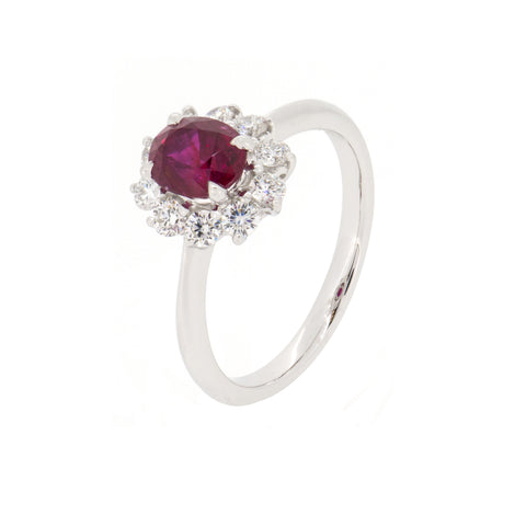 18K White Gold Diamond & Ruby Ring | 18K 白金钻石及紅宝石戒指