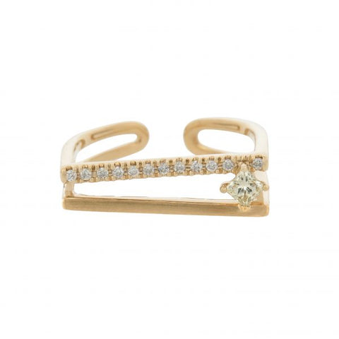 18K Yellow Gold Diamond & Fancy Diamond Ring