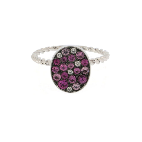 18K White & Black Gold Diamond & Pink Sapphire Ring | 18K 白金及黑金钻石及粉紅宝石戒指